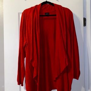 Red knitted cardigan